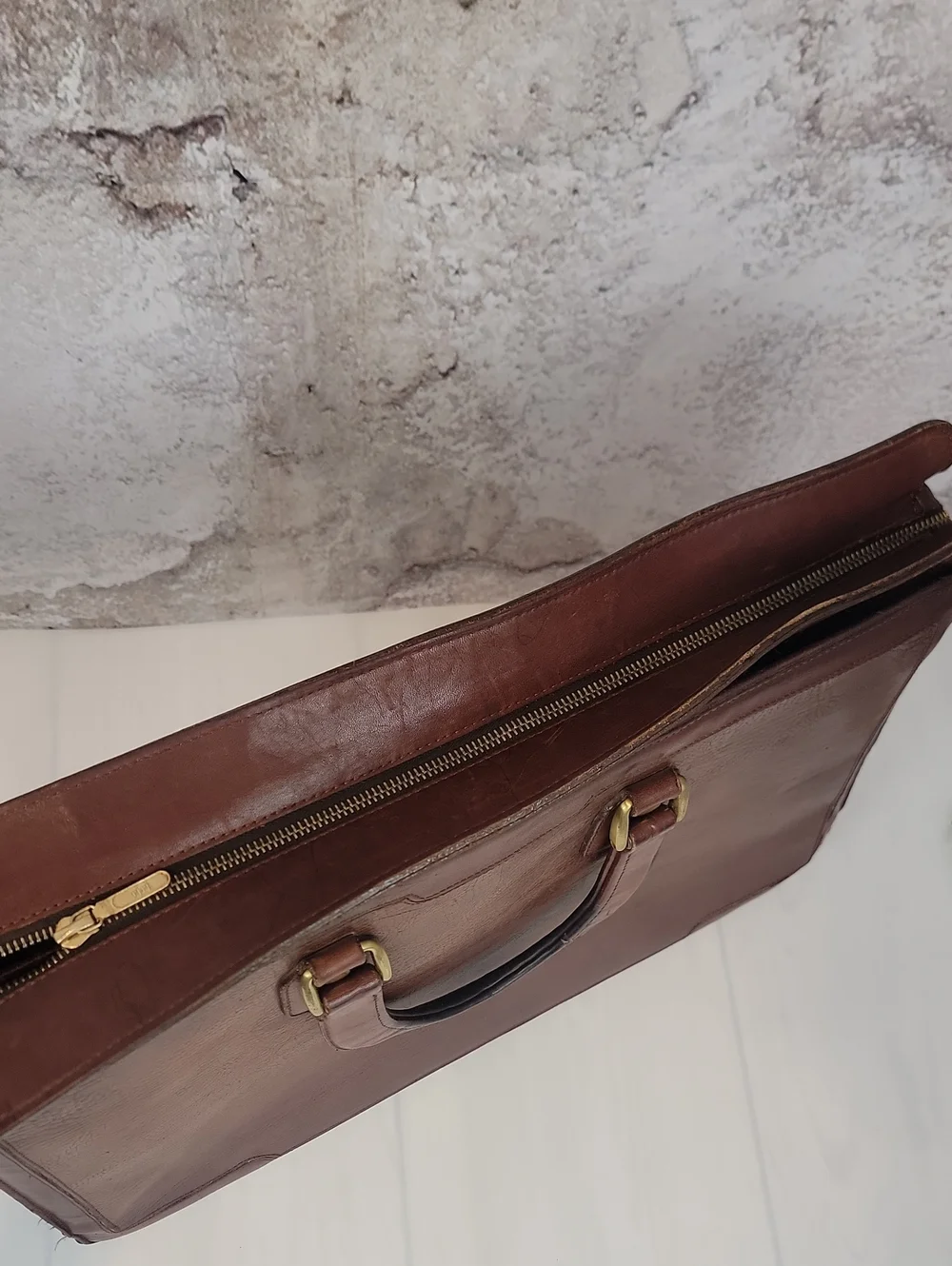 Cole Haan Leather Briefcase Vintage Cognac Brown Bag